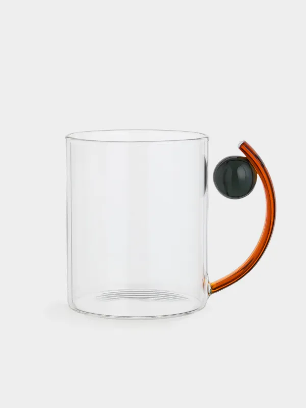 Mug, 380 ml, glass B, handle color, Ball, Benty-color, image-0