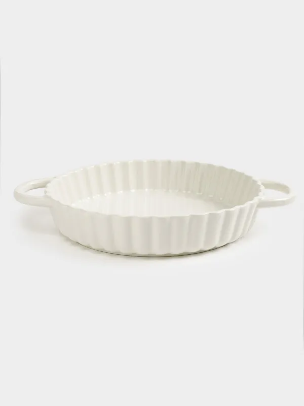 Baking dish, 25 cm, ceramic, round, milky, Cakes ivory, image-1