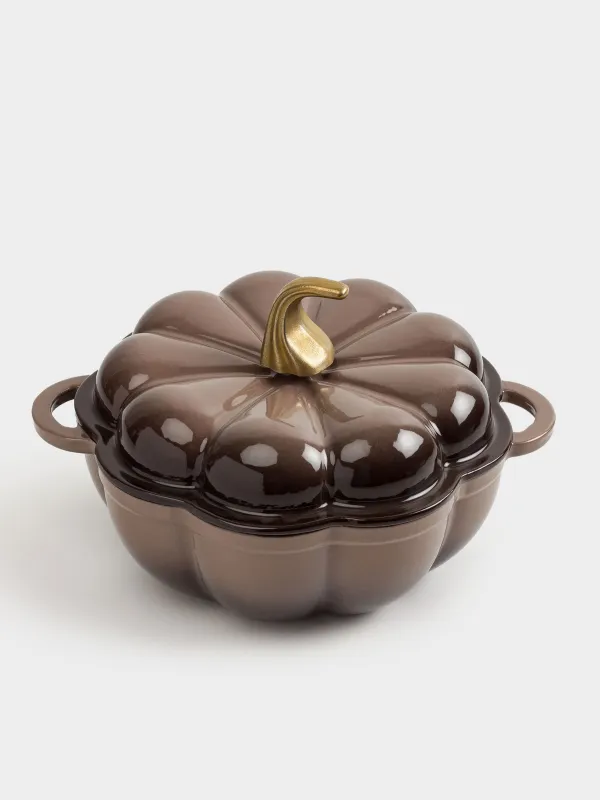 Pot, 20 cm, 1.7 l, with lid, cast iron, Brown, Pumpkin, Gourd, image-7