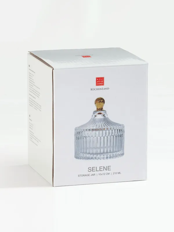 Storage container, 11x12 cm, 210 ml, glass R, with gold handle, Selene, image-4