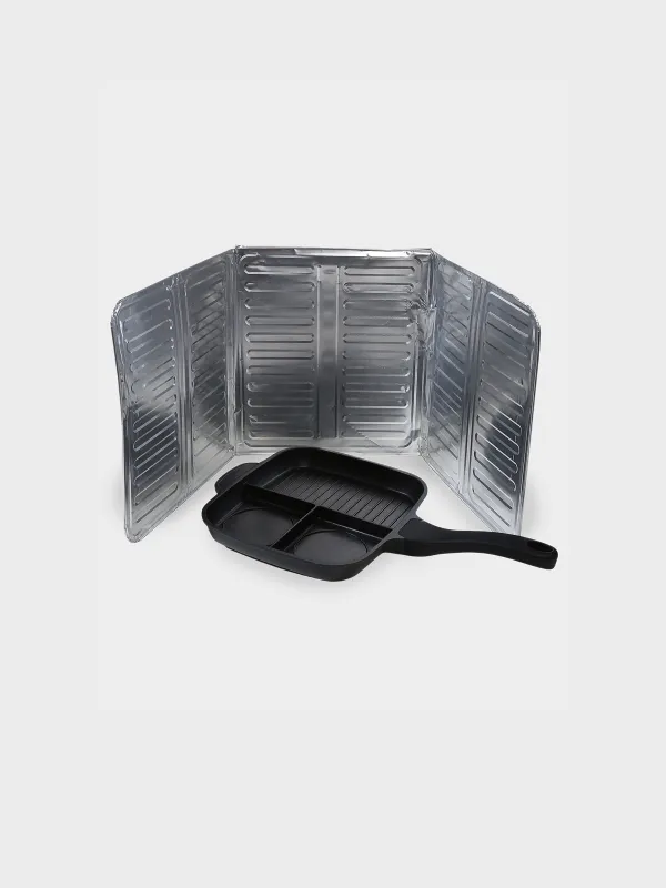 Protective screen for the stove, 84x33 cm, folding, aluminum, Classic, image-1