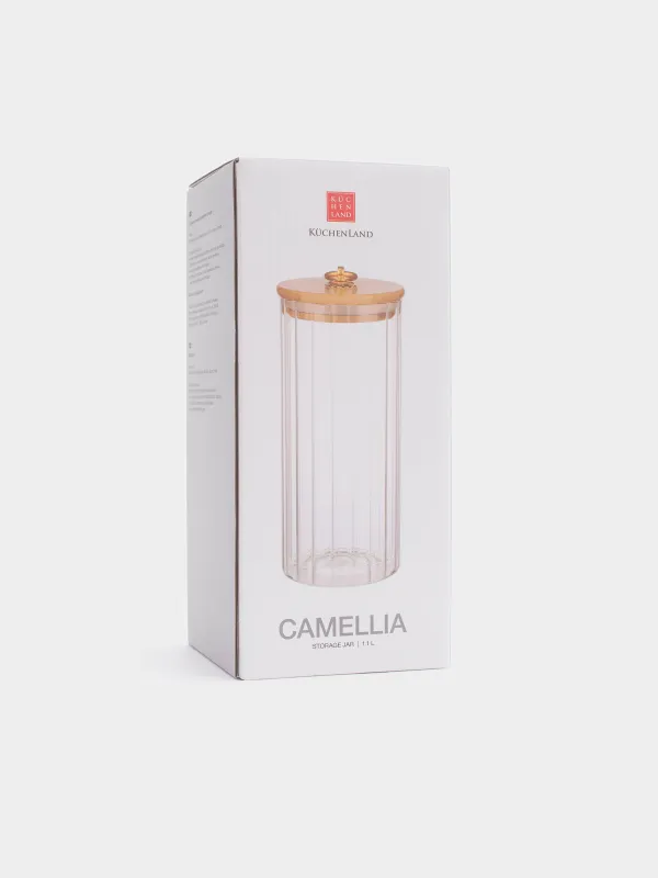 Can for bulk products, 1,1 l, glass B/ bamboo, Camellia, image-6