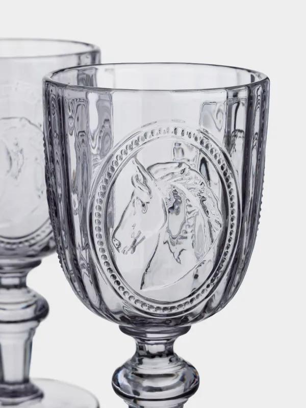 Goblet glass, 280 ml, 2 pcs, glass, Horse, Clear pattern, image-4