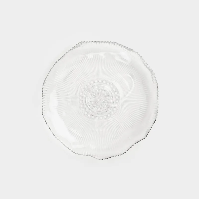 Dish, 30x3 cm, glass R, with silver edging, Argos silver