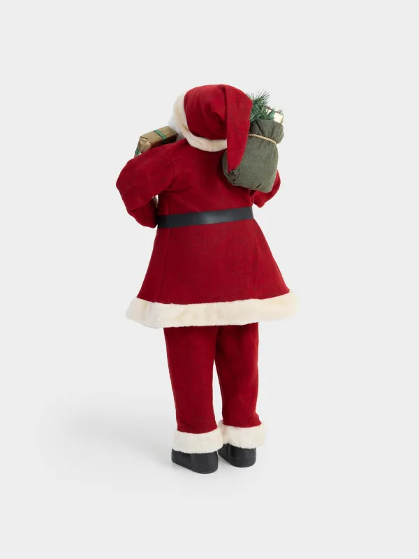 Decorative item, 1.2 m, soft, plastic / polyester, Santa with bag and gift, Magic time, image-4