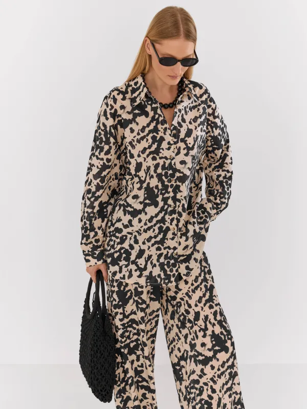 Women's trousers, size S, cotton, sand, Loredi, image-3