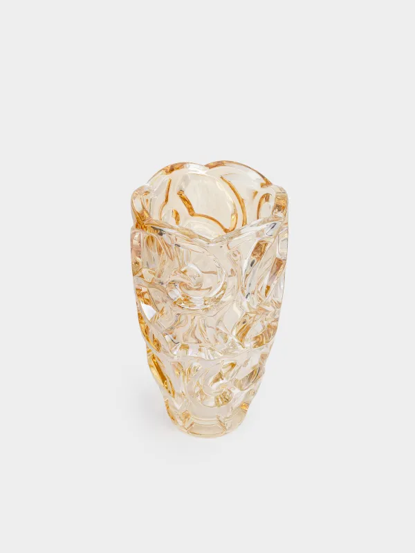 Flower vase, 29 cm, glass R, amber, Patterns, Gala, image-2