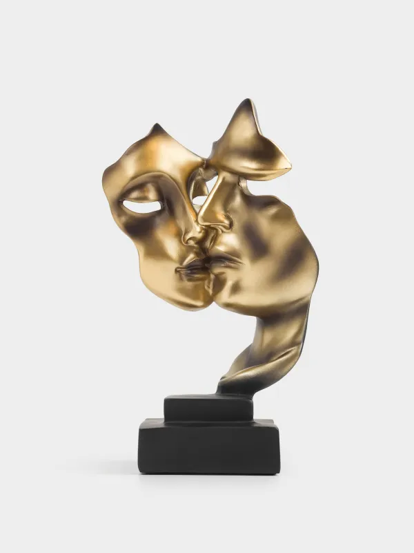 Statuette, 27 cm, polyresin, gold-black, Kiss, Baise, image-1