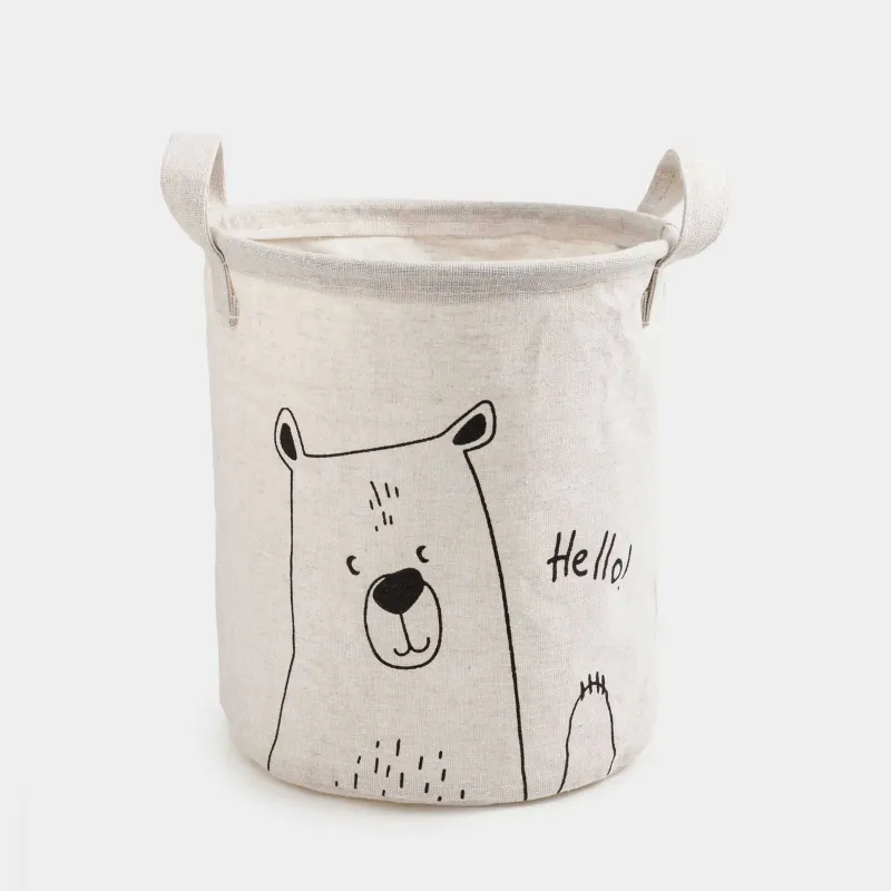 Storage bag, 22x25 cm, with handles, Cotton/polyester, round, Milky, Bear, Funny world