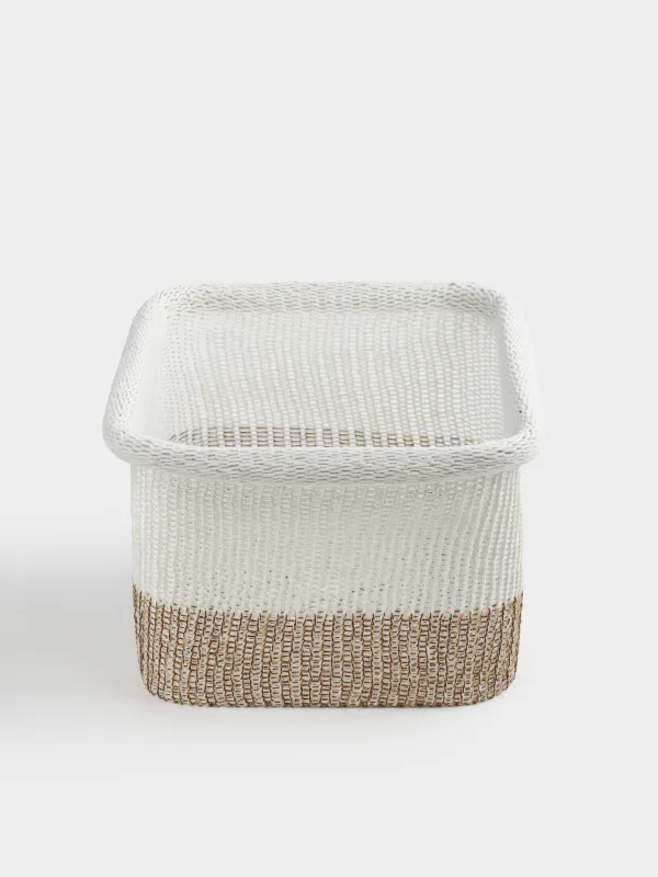 Storage basket, 37x27x18, cotton/polyester, rectangular, milky beige, Crochet, image-4