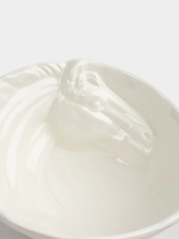 Salad bowl, 16x7 cm, ml, ceramic, milky, Horse, Horse pattern, image-3