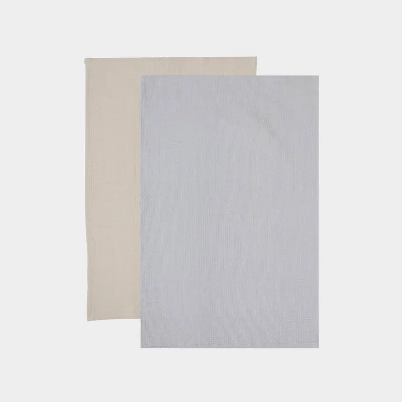 Kitchen towel, 2 pcs, 40x60 cm, cotton, gray / brown, Waffle