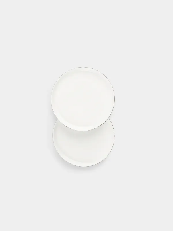 Dessert plate, 20 cm, 2 pcs, porcelain F, white, Ideal silver, image-0
