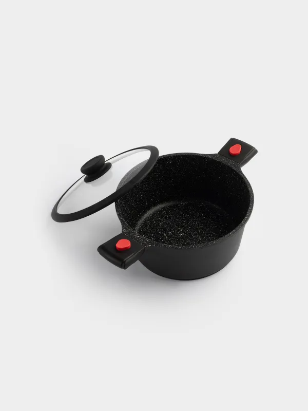 Pot, 24 cm, 4.5 l, with lid, removable handles, coated, aluminum, Solution Red 2, image-1