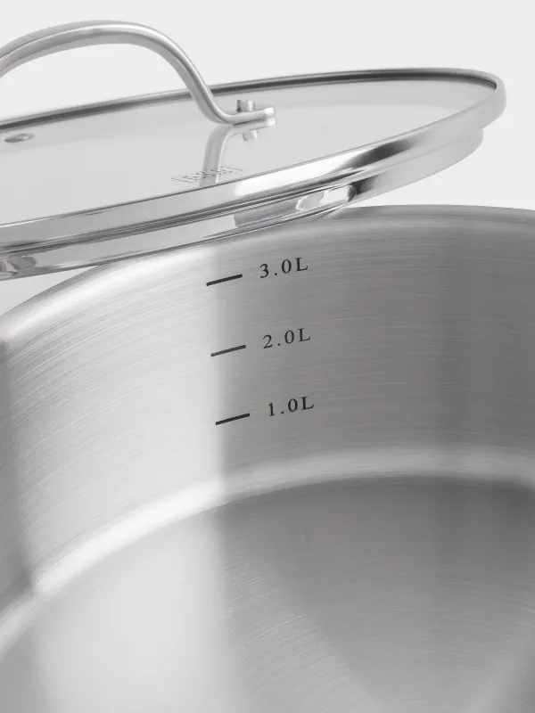 Saucepan, 24 cm, 3,5 l, with short handles and lid, Silver Stone, image-2