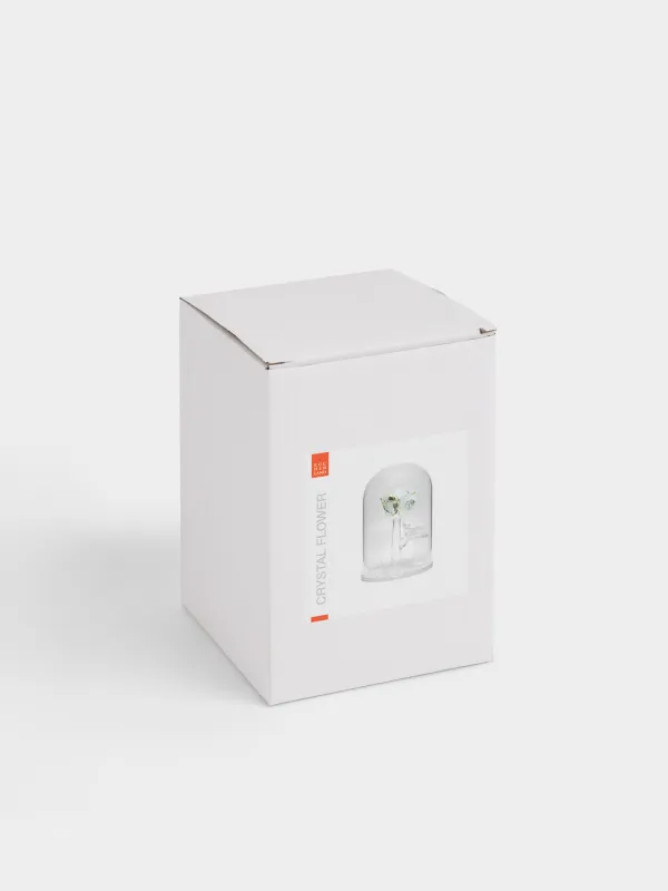 Statuette, 13 cm, crystal glass, Yellow rose in the dome, Crystal flower, image-3