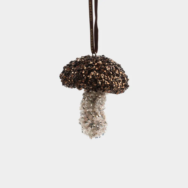 Christmas tree toy, 8 cm, foam/plastic, champagne, Mushroom, Figure sparkle