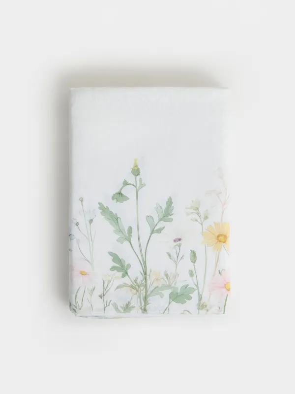 Tablecloth, 160x160 cm, jacquard, polyester, milky, Wildflowers, Petals serenity, image-9