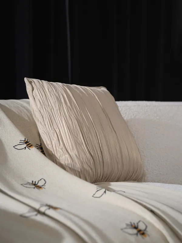 Decorative pillow, 45x45 cm, velvet, milky gold, Waves, Aspect, image-1