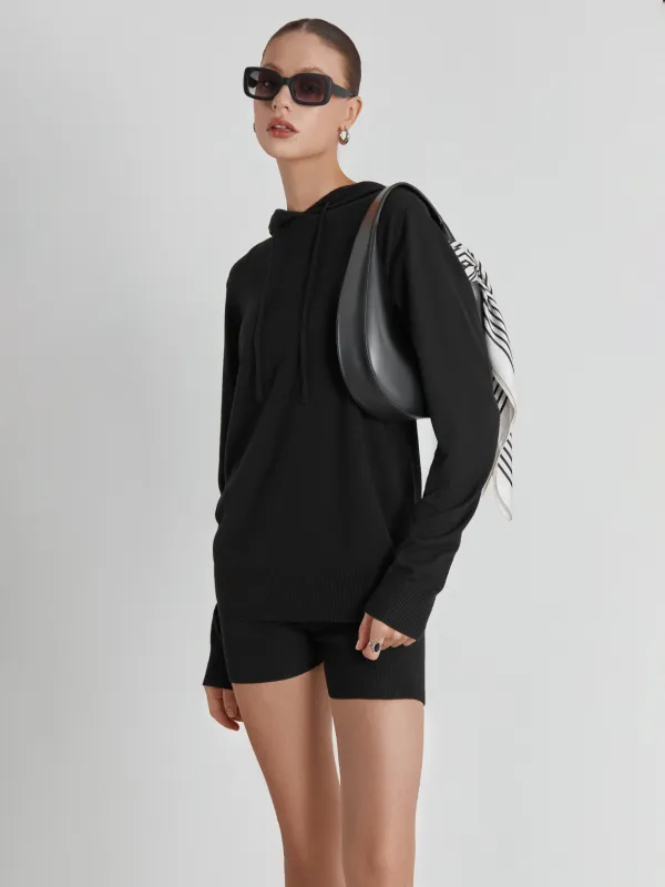 Women's hoodie, size S, viscose / polyamide, black, Camilla, image-0