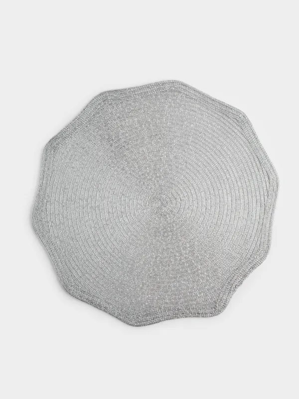 Placemat, 38 cm, polyester, curly, silver, Rotary shine, image-0