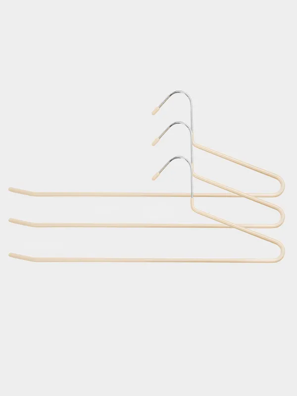 Hanger for trousers/skirts, 36 cm, 3 pcs, metal coated, beige, Colorful house, image-0