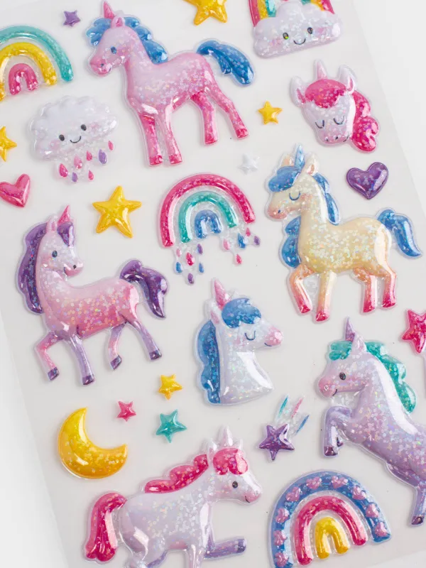 Sticker set, 21x14 cm, 26 pcs, disposable, PVC, Unicorns, Unicorn, image-2