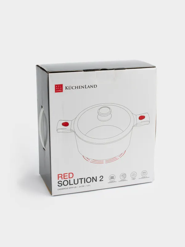 Pot, 24 cm, 4.5 l, with lid, removable handles, coated, aluminum, Solution Red 2, image-6