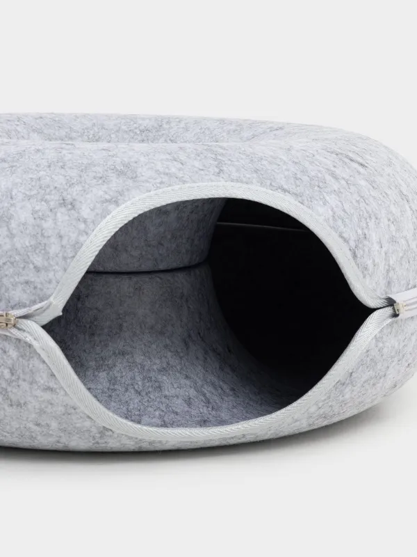 Bed-house for cats, 50x50x20 cm, felt, round, gray, Favorite pet, image-3