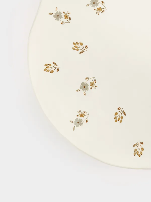 Dish on a leg, 23x7 cm, ceramic, milk, Vintage flowers, La flore, image-3