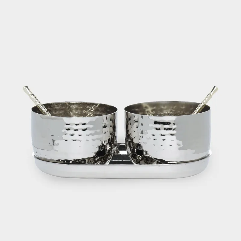 Spice container, 8 cm, 2 pcs, with spoons, on a stand, steel, Fantastic R