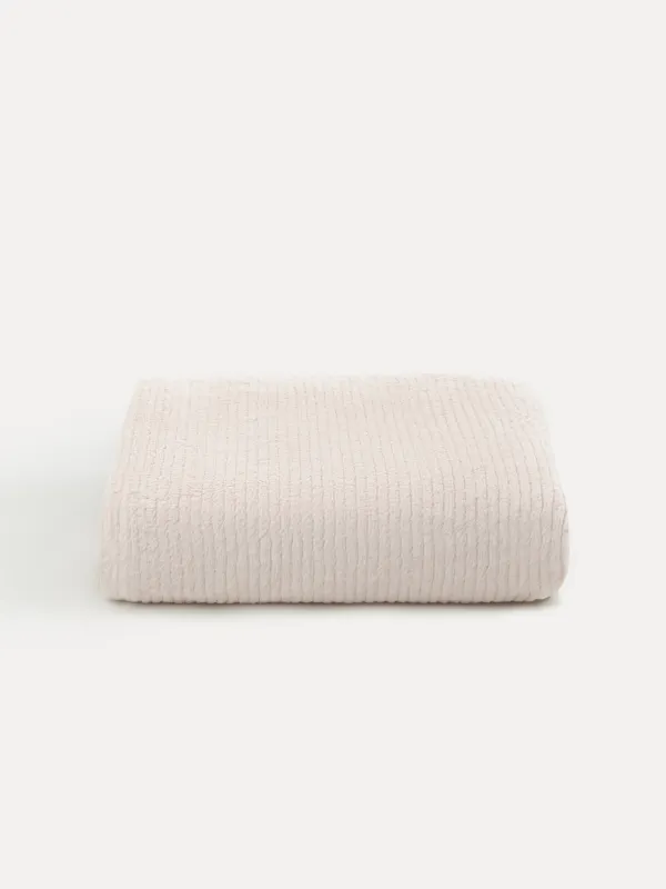 Blanket, 130x170 cm, double-sided, faux fur/flannel, milk, Stripes, Flannel, image-8