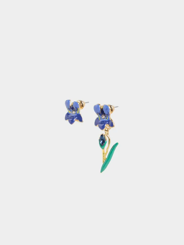 Stud earrings, 1/3 cm, 2 pieces, metal / acrylic, purple, Irises, Iris garden, image-0