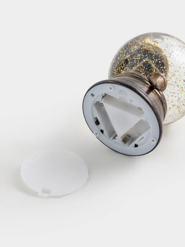 Snow lantern, 14x16 cm, illuminated, plastic, golden, Globe, Golden style, image-4