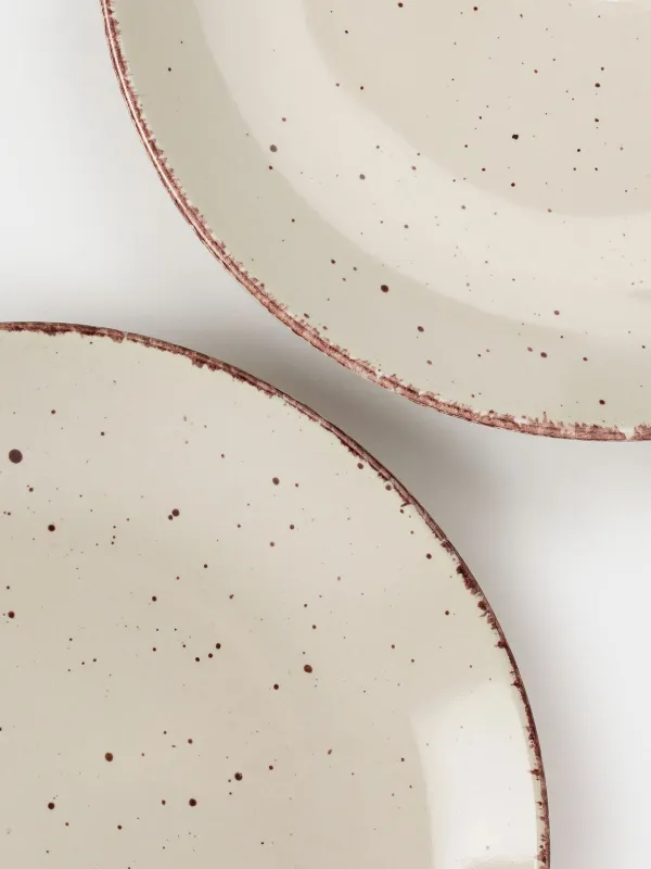 Snack plate, 21 cm, 2 pieces, ceramic, beige, speckled, Speckled, image-2