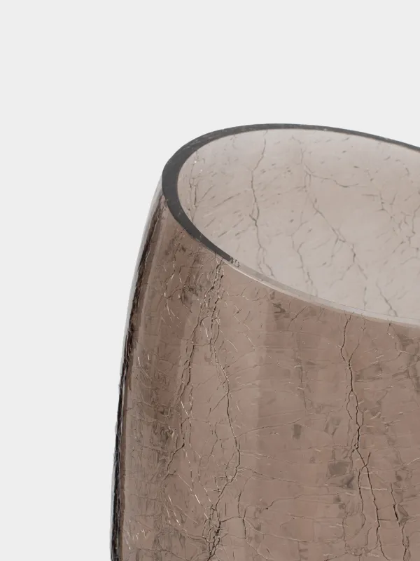 Flower vase, 26 cm, glass, brown, Craquelure, Ice, image-5