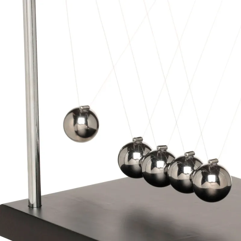 Anti-stress pendulum, 12x14 cm, wood/steel, black, Newton's Cradle, Collection, image-1