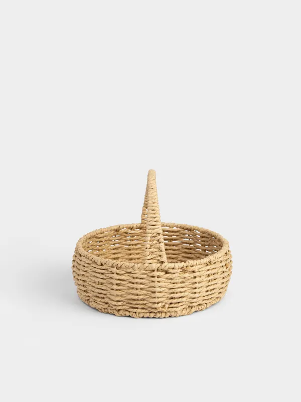 Storage basket, 17x21 cm, wicker, with handle, cellulose, Oval, Braided, image-5