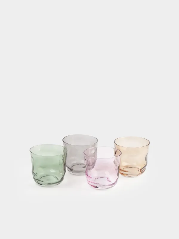 Glass, 8 cm, 270 ml, 4 pcs, glass P, color mix, Crumpled effect, Crumple color, image-4