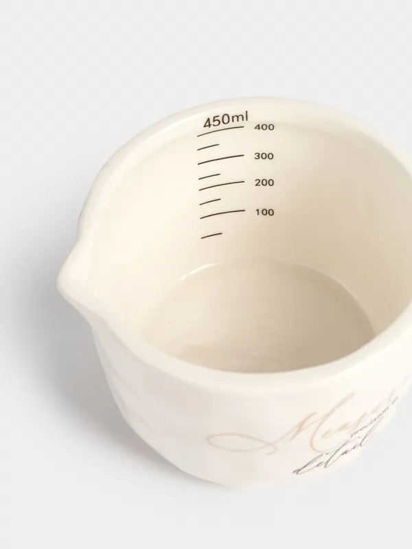 Measuring container, 450 ml, ceramic, milky, Crumpled effect, Crumple kitchen, image-1