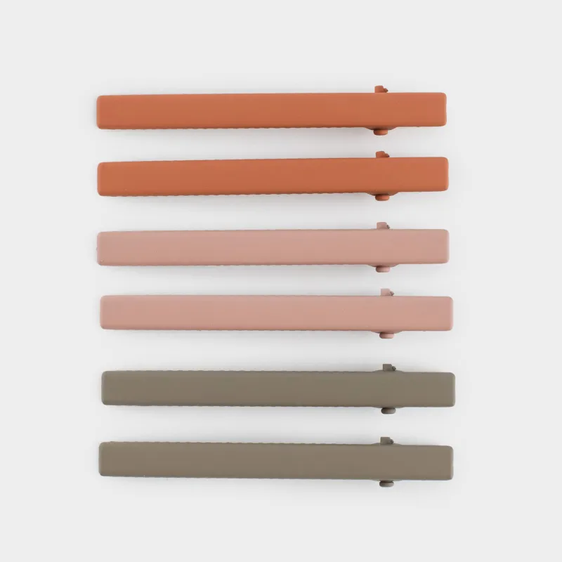 Hair clip, 6 cm, 6 pcs, metal, Color mix, Basic