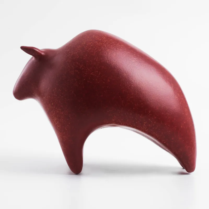 Statuette, 21 cm, polyresin, red, Bull, Art modern, image-4