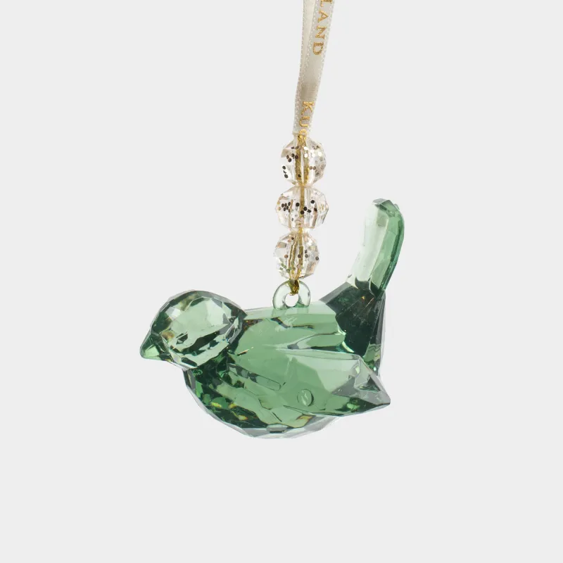 Christmas tree toy, 6 cm, acrylic, green, Bird, Figure crystal