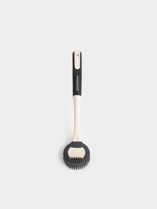 Cleaning brush, 27 cm, double-sided, rubber / plastic, black and beige, Black clean new, image-1