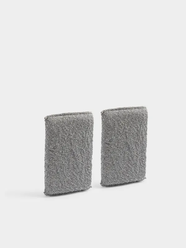 Dish washing sponge, 14x9 cm, 2 pcs, microfiber / foam, dark grey, Clean, image-0