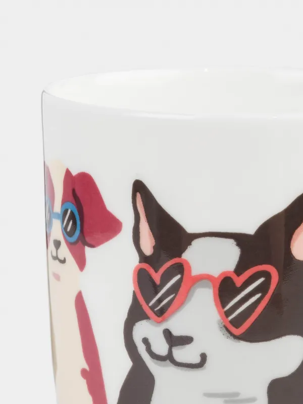 Mug, 500 ml, Porcelain F, White, Dogs with glasses, Dog, image-3