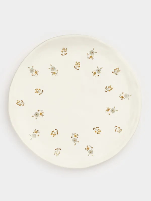 Dish, 23 cm, ceramic, milk, Vintage flowers, La flore, image-2