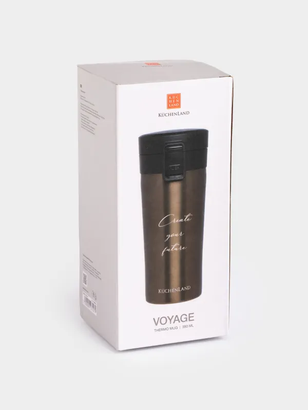 Thermo mug, 380 ml, steel / plastic, graphite, matte, Create your future, Voyage, image-6