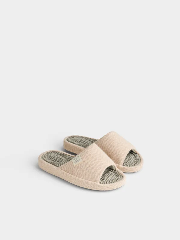 Women's slippers, home, p. 36-37, polyester / rubber, beige, Lint, image-3