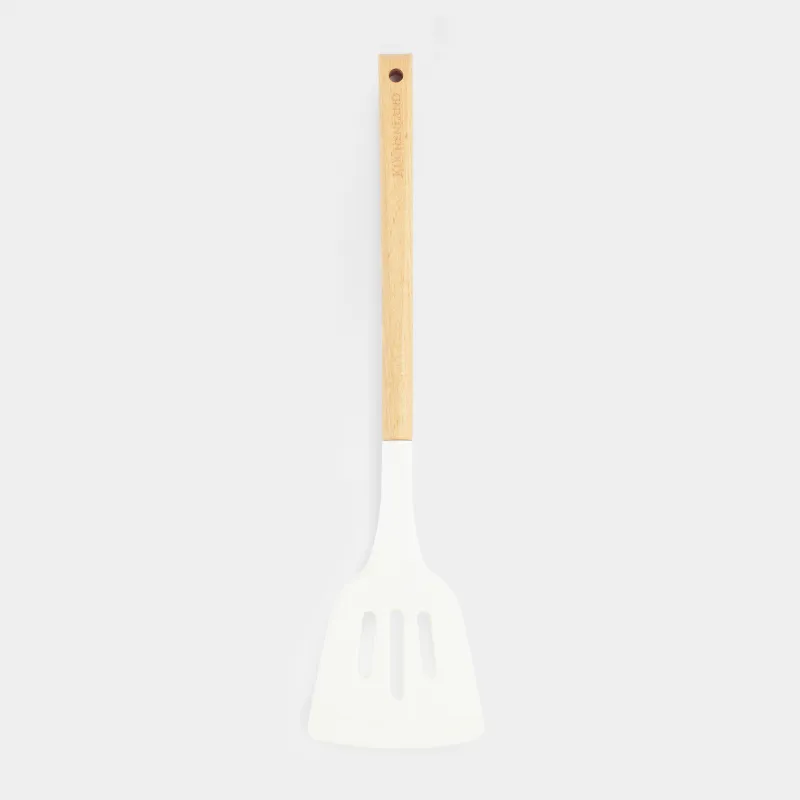 Spatula, 32 cm, with slits, silicone / wood, beige, Provence